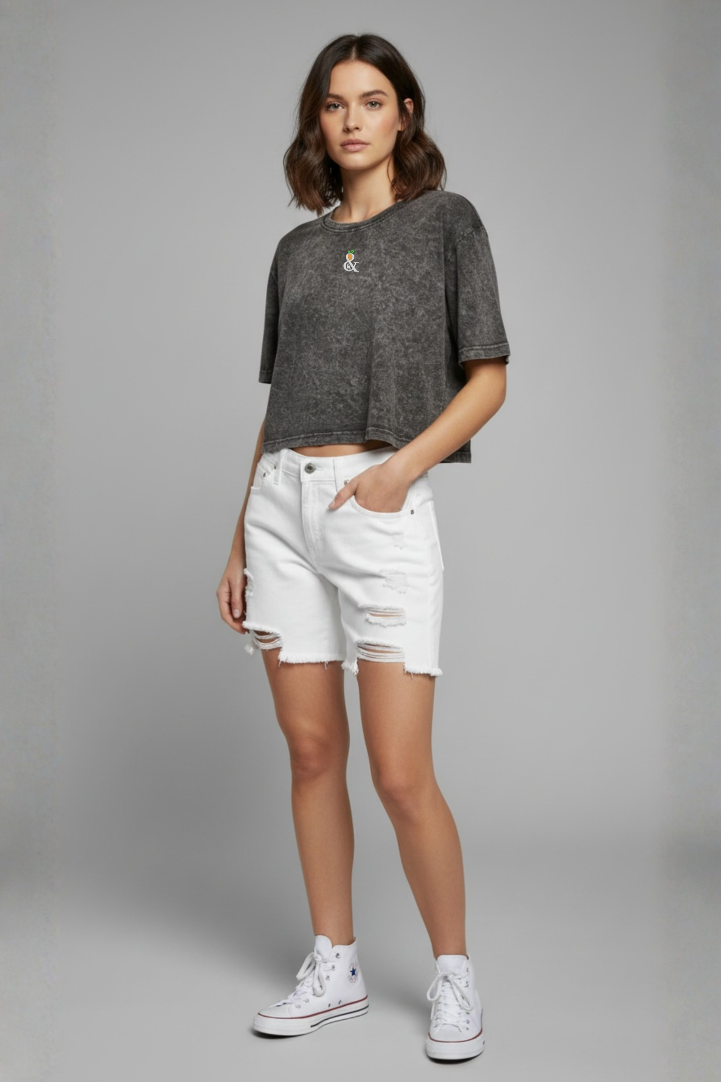 Women Washed Cropped Shirt