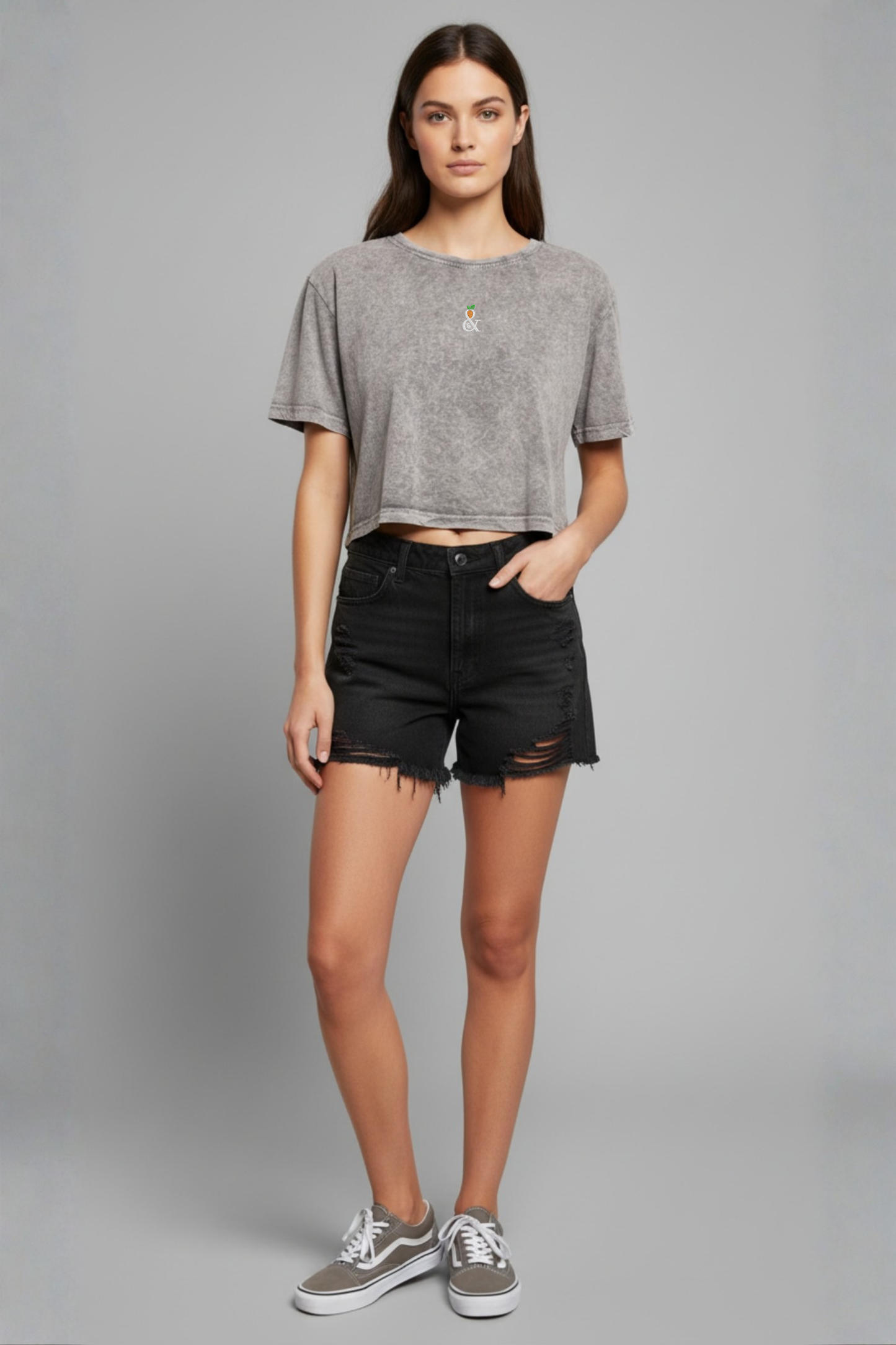 Women Washed Cropped Shirt